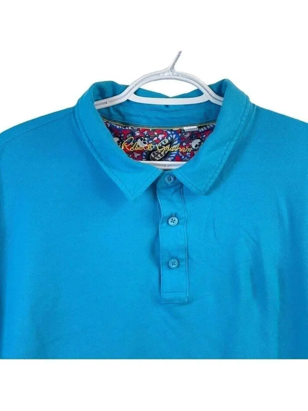 Robert Graham Turquoise Casual Button Polo Shirt Size XXL